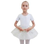 Tancefair Filles Ballet vêtements Robe de Ballet Danse Enfants Ballet Justaucorps Manches Courtes Robe de Ballet avec Jupe Tutu