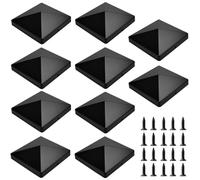 TANCUDER 10 PCS Capuchon pour Poteau de Cloture, Capuchons de Poteau en Plastique Cache Poteau 10x10 Capuchon de Protection pour Poteau en Bois Chapeaux pour Poteaux Cloture Noir avec 20 Vis