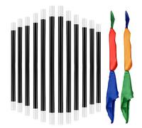 TANCUDER 12 PCS Baguettes de Magicien Baguettes Magique Magicien Noir et Blanc Bâtons Magique en Plastique Classique avec 2 Foulard Magique Colore pour Halloween Anniversaire Fête Mascarade