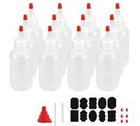 TANCUDER 12PCS Bouteille à Sauce avec Capuchon 120ml Bouteille Plastique pour Sauce Bouteilles de Condiments Squeeze Bouteilles avec 18 Étiquettes, 1 Stylo, 1 Entonnoir, 1 Pinceau pour Sirop Peinture
