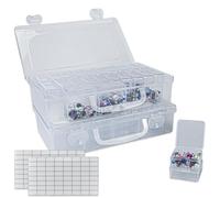 TANCUDER 2 PCS Boite Rangement Plastique Compartiment, Boîte de Rangement pour Perles avec 24 Grilles Boîtes de Tri Boite Plastique Transparente avec 64 Étiquettes pour Vis, Petits Objets, Bijoux