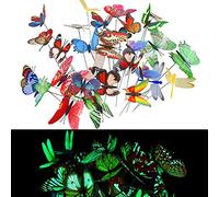 TANCUDER 25 PCS Papillons de Jardins Coloré et 5 PCS Libellules de Jardin sur Bâtons, Papillons de Jardin déco Lumineux Imperméable Papillon sur Bâtons pour Extérieur, Balcon