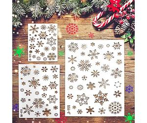 TANCUDER 3 PCS Pochoir Flocon de Neige Modèle de Flocon de Neige de Noël Pochoir de Peinture en Plastique Pochoirs de Dessin de Noël Pochoirs de Noël Réutilisables pour Fenêtre, Verre, Mur, Porte
