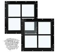 Tandefio Lot de 2 fenêtres d'abri de Jardin de 30,5 x 30,5 cm à Montage encastré avec vis pour poulailler, Grange, Maison de Jeu (Noir)