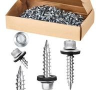 Tandefio Lot de 250 vis de toiture à tête hexagonale en métal galvanisé avec joint en caoutchouc pour panneaux de bois d'été (zinc, 250 pièces, #10 x 1)