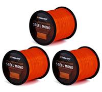 Tandem Baits 3 Pièces Steel Mono Fluo Orange Fil de Pêche Carpe Nylon Matériel de Pêche Transparent Ultra Résistant 600 m 0,30 mm