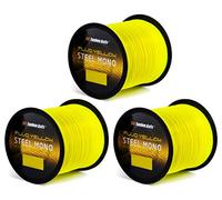 Tandem Baits 3 Pièces Steel Mono Fluo Yellow Fil de Pêche Carpe Nylon Matériel de Pêche Transparent Ultra Résistant 600 m 0,30 mm