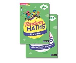 Tandem - Maths CE2 - Fichier de l'élève + Cahier de géométrie - Programme 2025 - Christophe Gilger - Nathan - Coffret - Scolaire / Universitaire