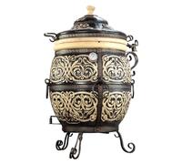 Tandoor - Four en argile réfractaire - Barbecue en céramique pour viande, pain, pizza et légumes - Station de barbecue à charbon de bois et bois pour jardin et terrasse - Fumoir tanur, Grand Tandyr,