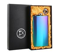 TANEAXON Flasque de poche colorée arc-en-ciel avec entonnoir et boîte en acier inoxydable et anti-fuite 350 ml