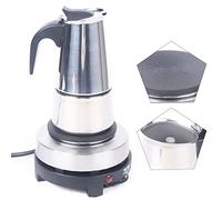TaNeHaKi Cafetière à Expresso en Acier Inoxydable,Cafetière électrique Pour Induction,Gaz et Toutes les Cuisinières,6 Tasses 300 ml 220V