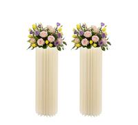 TaNeHaKi Lot De 2 Supports De Fleurs Cylindriques En Carton Pliables Avce Panneaux En Pvc Capacité 50 Kg Colonne DéCorative 30*100 Cm Pour Mariage FêTe Jardin DéCoration Jardin IntéRieur