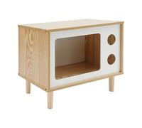 TaNeHaKi Maison pour chat en bois, abri TV avec 4 pieds, lit pour chat domestique, 50 x 29 x 40 cm, tente pour chat (bois, extra )