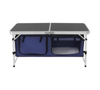 TaNeHaKi Table de camping pliable avec espace de rangement 120 x 47 x 70 cm Table de pique-nique portable avec panneaux 3 hauteurs réglables Meubles de camping d'extérieur pour barbecues