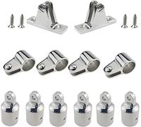 TANFEI Acier inoxydable Marine Grade Bimini Top 3-Bow Bateau Jaw Slide, Cap Eye End, Pont Charnière Raccords Matériel 12 Set (7/8''(22mm))