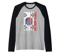 Tang Soo Do - Drapeau USA Taekwondo Mixte Arts Martiaux MMA Manche Raglan