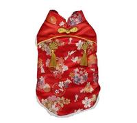 Tang Suit Costume Cheongsam pour chien en satin de style chinois Rouge Parfait pour le Nouvel An, les fêtes et les occasions spéciales (S)