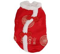 Tang Suit Pet Costume | Warm Plush Dog Clothes for Cats & Small/Medium Dogs | Chinese New Year Attire with Fu Character (L)