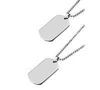 Tang Yuan 2 pendentifs de l'armée,étiquette en Acier Inoxydable Poli pour Hommes et Femmes,Collier de Style Militaire,Longueur de la chaîne 69 cm (Argent 27,1"), Plastique, Plastique