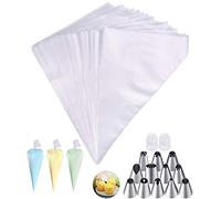 Tang Yuan Sac de décoration 100 jetable, avec 12 Buses de décoration en Acier Inoxydable,Outil de Fabrication de gâteaux,utilisé pour la décoration de pâtisserie,Poches à Douilles