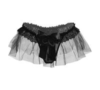 Tanga - Culotte sexy en dentelle - String ouvert - Respirant - Sloggi Zero Feel - Pour femme - Avec tulle transparent - Taille basse - Nœud - Lingerie nuisette, Noir , S