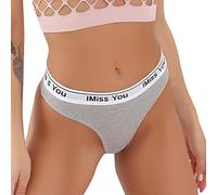 Tanga Dentelle pour Femme String Femme Coton Solide sans Couture Taille Basse Dames T Pantalon Sexy String Culotte Culotte Haute Femme Coton Culotte Gainante Femme (Grey, S)