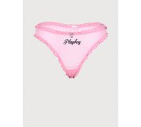 Tanga en maille rose avec bordure en dentelle à volants, breloque lapin en strass et logo brodé, lingerie de la Saint-Valentin L,M,S,XL,XSHalloweenTissu tricoté
