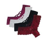 Tanga Femme Coton Lot De 4 Strings Grande Taille Femmes Sexy Tangas Erotique Briefs Slip De Dentelle Sexy Culotte éRotique En Dentelle Taille Basse Culottes Creux Dentelle élastique Tentation