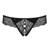 Obsessive - Lingerie String Ouvert MIAMOR Femme, dentelle noire avec strass - Noir