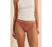 Tanga V-shape en microfibre et dentelle - Power 2 - M - Rose - Femme - Etam