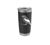 Tangara écarlate - Dessin au trait ornithologue Gobelet isotherme en acier inoxydable double paroi