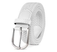 TANGCHAO Unisexe Tissu élastique Ceinture Élastique Tressée Stretch Belt Ceinture Étirable Pour les Hommes et les Femmes Plusieurs Couleurs Blanc 110