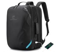 TANGCORLE Sac à dos de voyage extensible approuvé en avion pour ordinateur portable de 17,3", sac à dos d'affaires pour homme et femme, Noir-45L (voyage de 5 jours), Non-vacuum, Sans vide