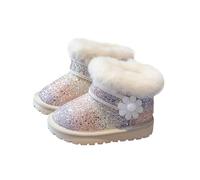 TangDao Bottes de Neige Fille à Paillettes Doublure Chaude Bottines Hiver Chaussure Princesse pour Enfant Filles 25 crème