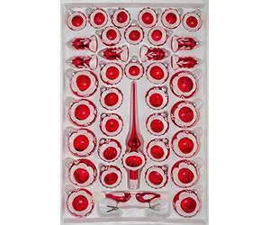 TANGDIAABBCC Lot de 39 boules de Noël vintage brillantes - Soufflées à la main - 4/8 cm - En verre - À suspendre - Pour mariage, Noël - Unisexe - Intérieur