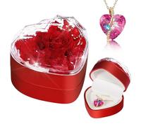 TangDouJM Cadeau pour Femme, Cadeau d'anniversaire Rose réservée Elle, Collier Coeur de Rose, éternelle, Mariage, Petite Amie, Noël, Saint Valentin, fête des mères