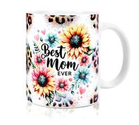 TangDouJM Cadeaux personnalisés pour les femmes Amis, Cadeaux pour la Fête des Mères, Tasse en verre à thé/café, Fleur Tasse à café en verre avec cuillère, (blanc-2)