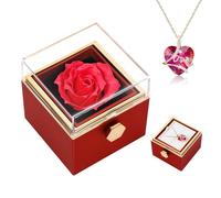 TangDouJM Saint-Valentin Rose cadeau pour elle, Rose dans boîte cadeau avec Ich liebe dich collier, Rose éternelle pour l'anniversaire de la femme, amie, dame, Noël et jour de la mère