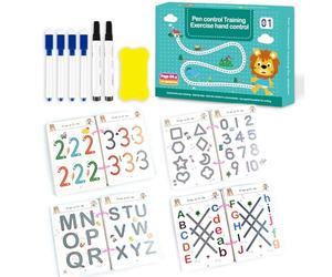 Tangdudu 64 pages Cahier Effaçable, Apprendre Chiffres Dessin Mathématiques Lettres, Réutilisable, Cahier pour Apprendre à Écrire, Cahier Écriture Maternelle, Montessori Cahier Activité 2 3 4 5 6 Ans