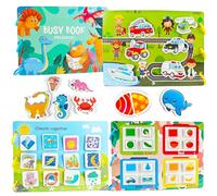 Tangdudu Livre Montessori 1 2 3 4 5 Ans, Quiet Book, Busy Book, Livre d’activités pour Apprendre Animaux, Couleurs, Formes, Fruits, légumes, véhicules, météo, Aliments, Dinosaures