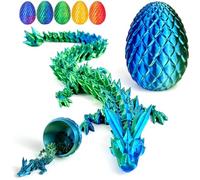 Tangdudu Œuf de dragon imprimé en 3D de 8,5 cm, jouets sensoriels 3D, jouet de dragon réaliste, articulations flexibles, cadeau unique, œuf de Pâques, décoration d'intérieur, jouets de bureau (vert)