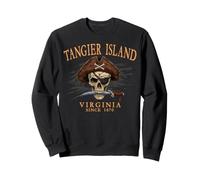 Tanger Island Virginia Crâne Pirate Depuis 1670 Orange Sweatshirt
