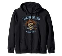 Tanger Island Virginia Pirate Skull Since 1670 Cyan Sweat à Capuche