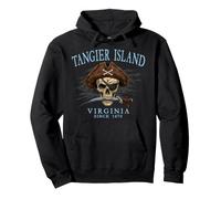 Tanger Island Virginia Pirate Skull Since 1670 Cyan Sweat à Capuche