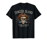 Tanger Island Virginia Pirate Skull Since 1670 Ivoire T-Shirt