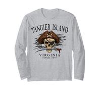Tanger Island Virginia Pirate Skull Since 1670 Noir Manche Longue