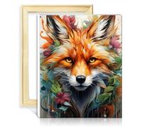 TANGFEIY Kit de peinture à dessin sur toile renard animal bricolage peinture par numéro adultes débutants avec pinceaux et pigment acrylique sur toile peinture numérotée Art sans cadre (30x40cm)