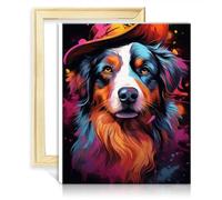 TANGFEIY Kit de peinture à l'huile par numéros Berger australien Kit de peinture par numéros pour adultes avec pinceaux et pigment acrylique Art mural Cadre de bricolage vibrant (30x40cm)