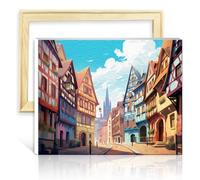 TANGFEIY Kit de peinture à l'huile par numéros illustration Strasbourg DIY Peinture par numéros Adultes Débutants avec Pinceaux et Pigment Acrylique sur Toile Sans Cadre (30x40cm)