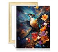 TANGFEIY Kit de peinture à l'huile Peinture par numéro Peinture colibri Peinture Adultes avec pinceaux et pigment acrylique sur toile Peinture par numéro Art avec cadre (40x50cm)